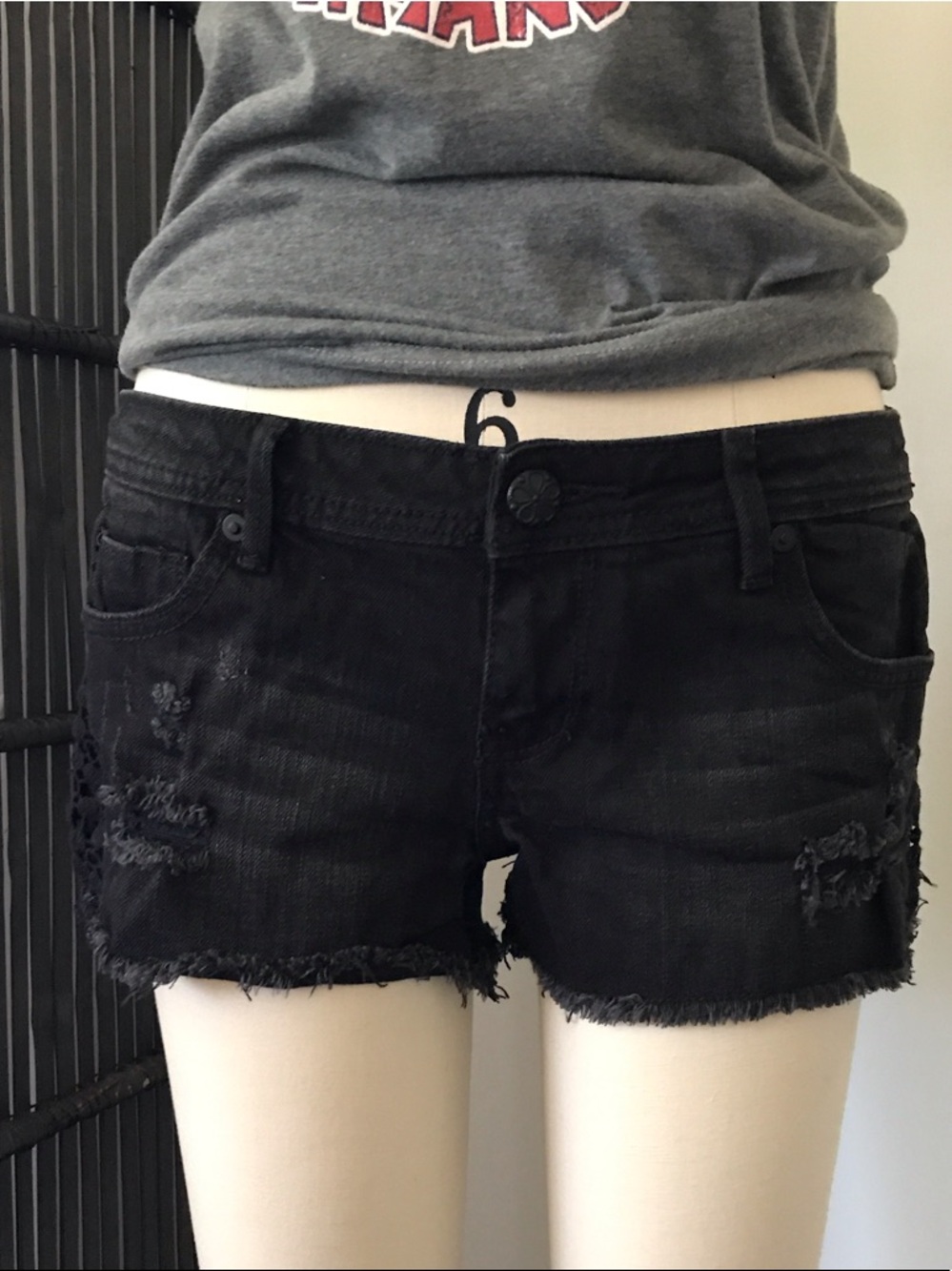 hippie laundry Black Distressed Denim Cutoff Shorts